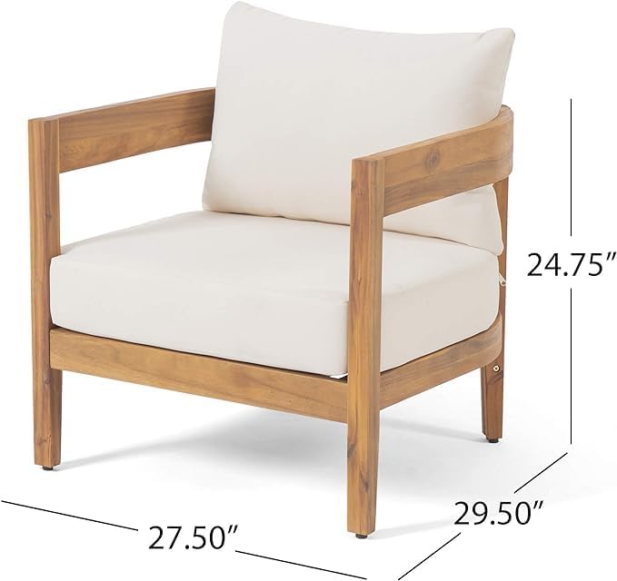 Merax 4pcs Outdoor Acacia Wood Conversation Set with 2 Chais,Loveseat and Coffe Table,with Cushions for Patio,Garden - Photo 2