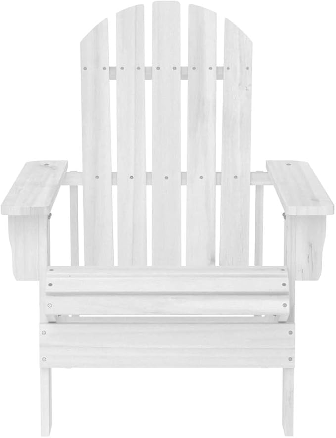 vidaXL Outdoor Solid Wood Patio Chair in White - Classic Design, Weather- Hardwood and Firwood Construction, Ideal for Garden, Patio, or Deck.