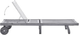 Acacia Wood Sun Lounger Grey 78.7 x 23.6 x 32.7 in Multi-Position Backrest Patio Chaise Lounge Outdoor with Wheels - Photo 4
