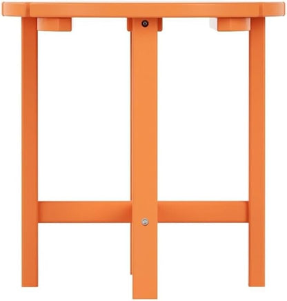 Costaelm Round Outdoor Side Tables, Adirondack Patio Tables for Outside, HDPE Patio End Table Weather Resistant, Balcony Table for Pool, Seaside, Backyard, Porch, Indoor Companion, Orange