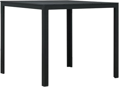 Black HDPE Steel Square Coffee Table, 30.7x30.7x29.1 in, Durable Outdoor Patio Side Table for Garden, Balcony, Living Room Furniture