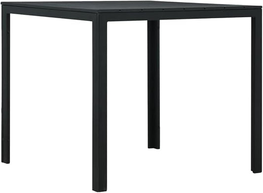 Black HDPE Steel Square Coffee Table, 30.7x30.7x29.1 in, Durable Outdoor Patio Side Table for Garden, Balcony, Living Room Furniture