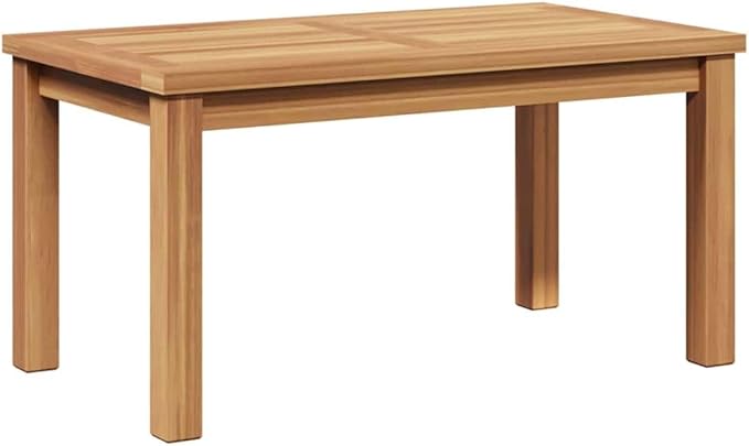 Solid Teak Wood Coffee Table, 27.56 x 15.75 x 14.17 Inches, Modern Minimalist Low Profile Rectangular Tea Table for Garden, Patio, Balcony and Outdoor Living Space