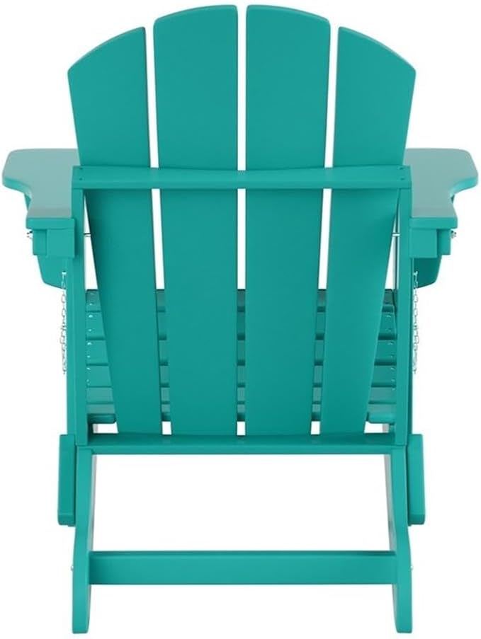 Costaelm Outdoor Folding Chair, Outdoor Seating Folding Firepit Chairs, All Weather Poly Adirondack Chair for Deck Backyard Garden Lawn Pool Patio, Turquoise