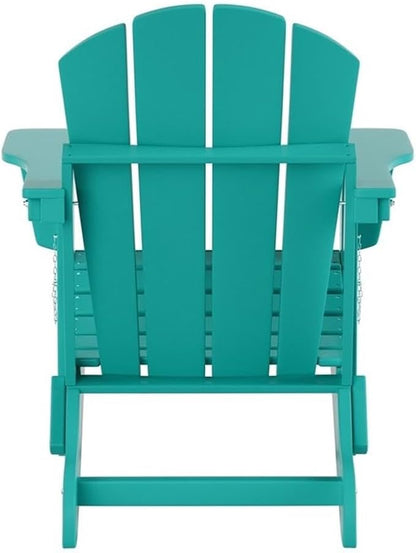 Costaelm Outdoor Folding Chair, Outdoor Seating Folding Firepit Chairs, All Weather Poly Adirondack Chair for Deck Backyard Garden Lawn Pool Patio, Turquoise
