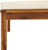 Outdoor Footrest Cream White Square Ottoman 25.6 x 25.6 x 11.4 in Solid Acacia Wood with Removable Polyester Cushion - Photo 5