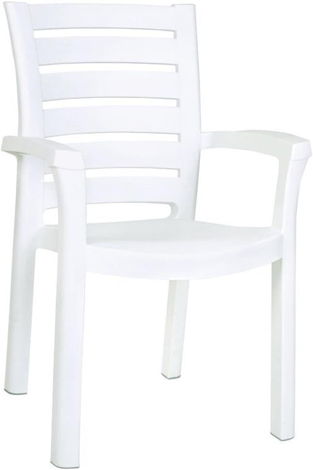 Compamia Marina Resin Patio Dining Arm Chair in White (Set of 2)