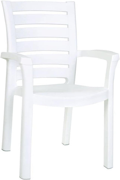 Compamia Marina Resin Patio Dining Arm Chair in White (Set of 2)