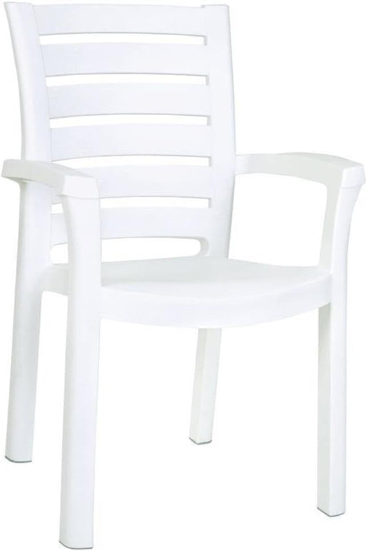 Compamia Marina Resin Patio Dining Arm Chair in White (Set of 2)