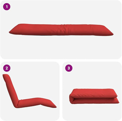 Red Folding Sun Lounger, 69"x21"x3", 5-Pos Reclining, Water-Repellent Oxford, Portable for Patio Pool Yard Camping