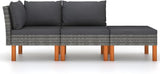 3 Piece Grey Outdoor Sectional Sofa Set 23.6 x 23.6 x 12.6 in Steel Frame Eucalyptus Wood Patio Couch with Removable - Photo 2
