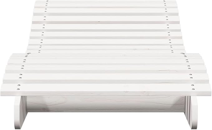 Sun Lounger White Solid Pine Wood Outdoor Chaise Lounge Patio Chaise Lounge for Pool Balcony 80.7x27.6x12.4 in Ergonomic