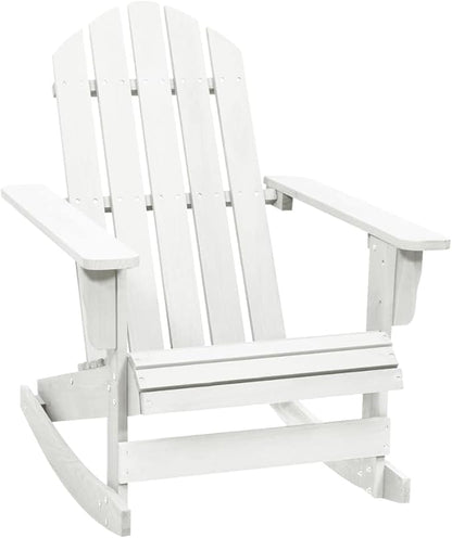 Patio Rocking Chair Wood White, Patio Dining Chairs, Outdoor Patio Chairs Set for Garden, Balcony, or Poolside