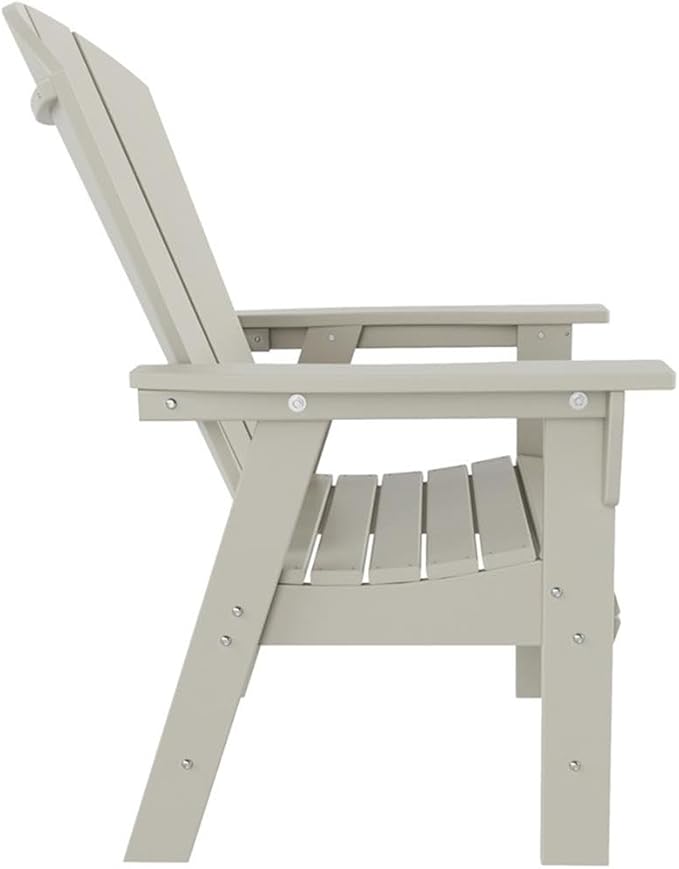 Costaelm Outdoor Adirondack Chair, HDPE Patio Balcony Chairs, Portside Seashell Nautical Curveback Adirondack Chairs and Fire Pit Chairs, Sand