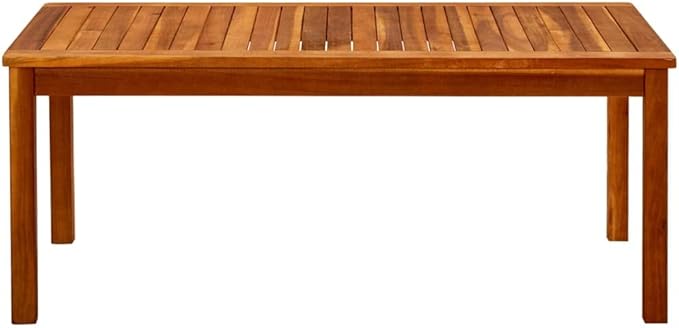 Outdoor Coffee Table Acacia Wood 43"x24" Brown Rectangular Slatted Patio Dining Table Weather Resistant for Garden - Photo 3