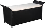 Storage Bench with Cushion 54.3" Poly Rattan Black，Garden Bench Patio Outdoor Patio Furniture - Photo 1
