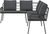 3-Seat L-Shape Outdoor Sofa, Gray PE Rattan Patio Couch with Bench Cushion, 90.9 x 68.1 inch Metal Frame - Photo 6