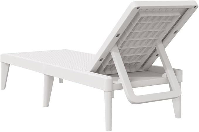 White Polypropylene Sun Lounger 23.6x73.2x11.4in Outdoor Reclining Chaise for Patio Pool Garden Balcony, Lightweight Folding Pool Lounge Chair with Multi-Position Backrest