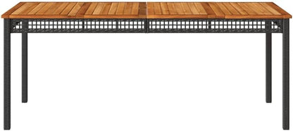 Outdoor Dining Table, 71 Inch Rectangular Patio Table with Synthetic Poly Rattan and Sturdy Frame, Large Garden Furniture for Backyard, Terrace, and Balcony, Seats 6