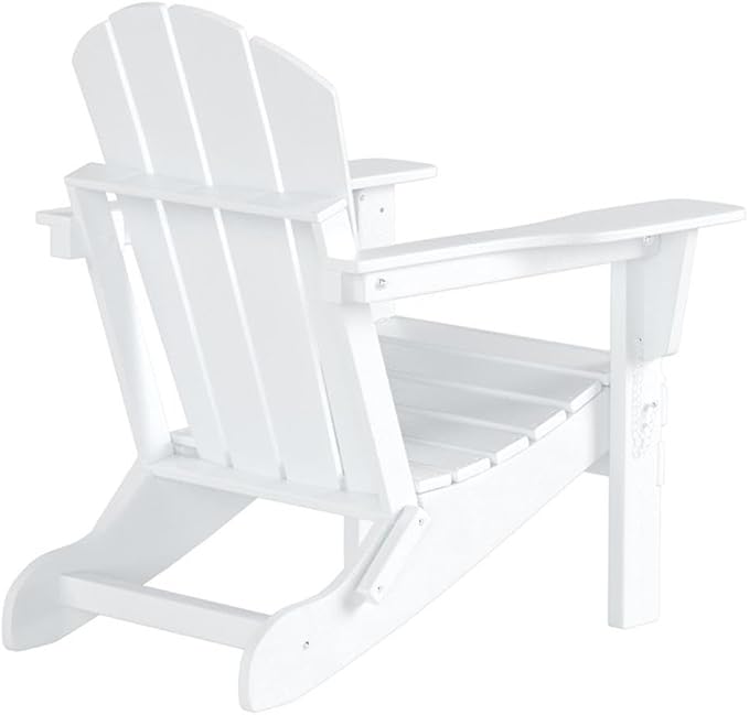 Costaelm Outdoor Folding Chair, Outdoor Seating Folding Firepit Chairs, All Weather Poly Adirondack Chair for Deck Backyard Garden Lawn Pool Patio, White