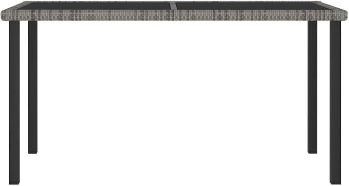 Outdoor Dining Table for Patio Garden, 55-inch Rectangular Poly Rattan Table with Tempered Glass Top - Photo 3