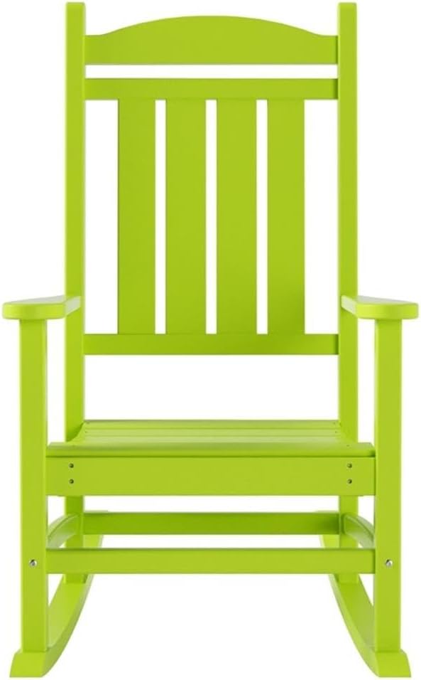 Costaelm Oversized Outdoor Rocking Chair, High Back Porch Rocker Chair, HDPE All Weather Resistant Outdoor Seating Furniture Wide Rocker Chair for Patio, Lawn, Garden, Lime