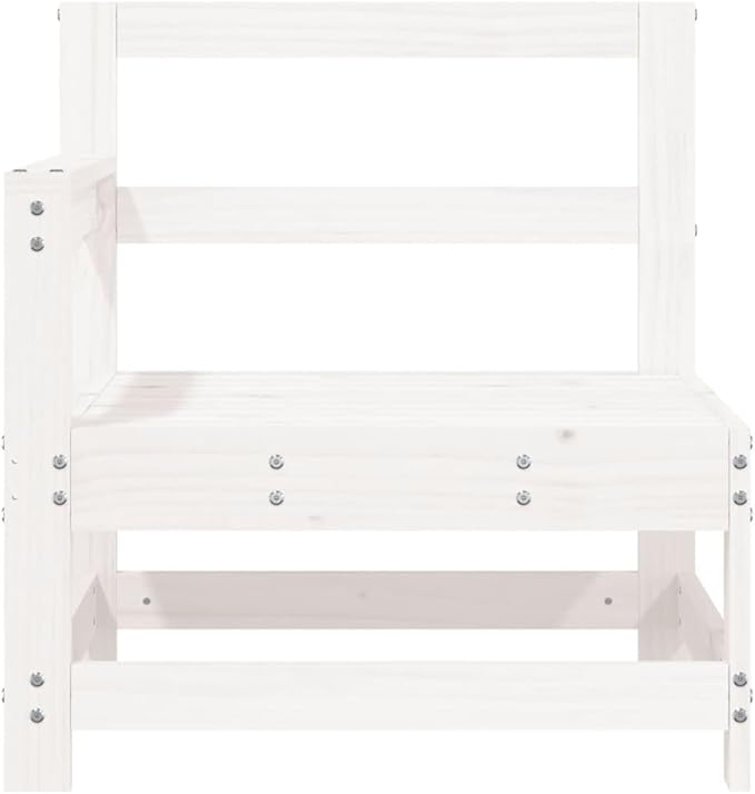 White Garden Corner Sofa Corner Chair, 24.4"x26"x27.8" Solid Pine Wood Patio Loveseat, Compact Outdoor Couch Sectional Daybed for Balcony, Deck, Sunroom and Backyard