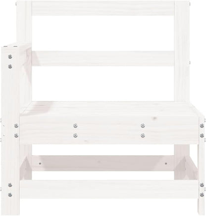 White Garden Corner Sofa Corner Chair, 24.4"x26"x27.8" Solid Pine Wood Patio Loveseat, Compact Outdoor Couch Sectional Daybed for Balcony, Deck, Sunroom and Backyard
