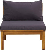Outdoor Sectional Middle Sofa Dark Grey, 27.2x25.6x24.6in Solid Acacia Wood Frame - Photo 4
