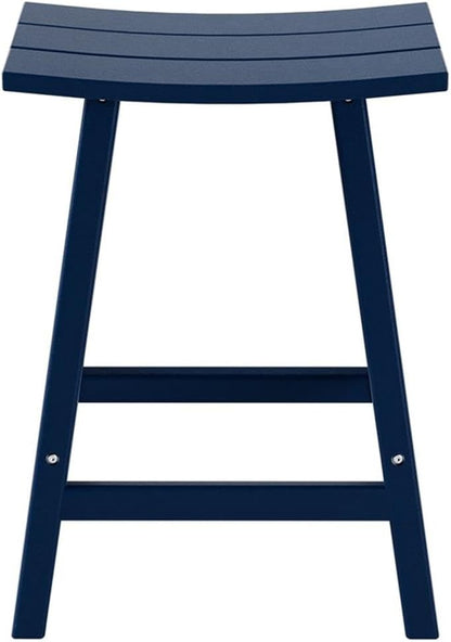 Costaelm 24" Height Outdoor Bar Stools, All-Weather Bar Stools, Adirondack Poly Patio Bar Stool for Patio, Deck, Kitchen Counter and Garden, Navy Blue