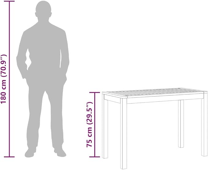 vidaXL - Solid Wood Acacia Outdoor Patio Dining Table 43.3"x21.7"x29.5" - Modern Rectangular Table for Garden Terrace - Photo 4