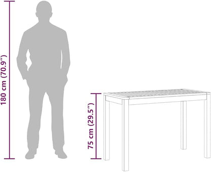 vidaXL - Solid Wood Acacia Outdoor Patio Dining Table 43.3"x21.7"x29.5" - Modern Rectangular Table for Garden Terrace - Brown