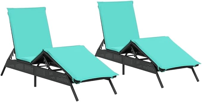 Patio Sun Lounger Set of 2, Adjustable Outdoor Chaise Lounge Chair with Removable Cushion - Photo 2