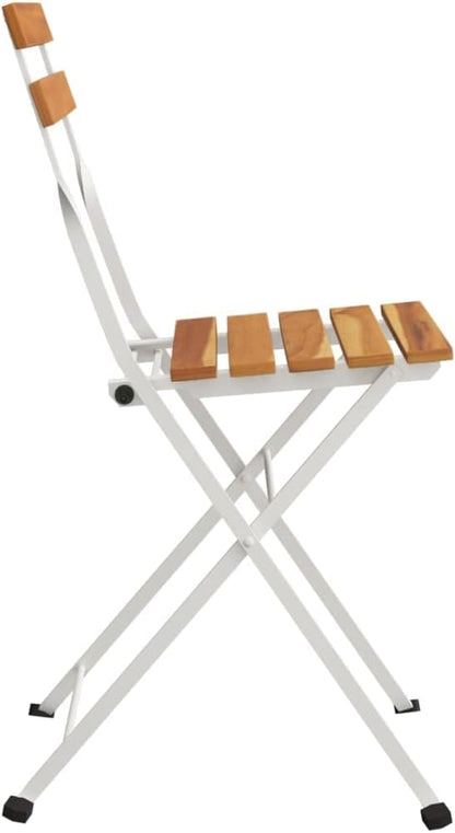 Folding Bistro Chairs 2 pcs Solid Wood Acacia and Steel Front Porch Furniture Outdoor Chair Outdoor Furniture Suitable for lawns, Pools and patios.
