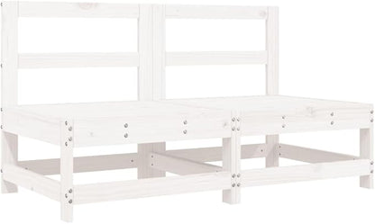 Outdoor Sectional Loveseat White Rustic Solid Pine Wood 24x24x28 in Modular Patio Couch for Garden Balcony Seating Sets
