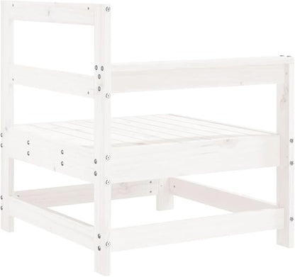 2-Piece Garden Corner Sofa Set, Solid Pine Wood Modular Outdoor Patio Furniture, Rustic White Wooden Seating for Balcony, Terrace, and Backyard, 2-Person Conversation Set