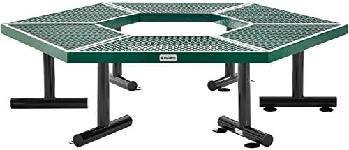 Global Industrial Hexagon Outdoor Tree Bench, Expanded Metal, 73" L x 63" W x 18" H, Green