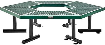 Global Industrial Hexagon Outdoor Tree Bench, Expanded Metal, 73" L x 63" W x 18" H, Green