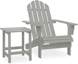 Solid Fir Wood Gray Adirondack Chair with Table Patio Furniture Set for Garden Balcony Porch Outdoor Seating Relaxation - Photo 1