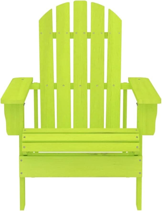 Oversized Green Adirondack Outdoor Chair 34.1x27.4x35.2 in Solid Fir Wood Ergonomic Patio Dining Seat with Wide Arms - Photo 3