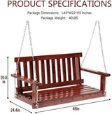 Wooden Porch Swings Outdoor Bench Swing 48inch, 2 Person Seating Hanging Porch Swing Solid Wood Patio Bench for Garden - Photo 2