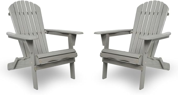 Premium Folding Adirondack Chairs Set of 2 - Solid Cedar Wood Outdoor Lounge Chairs with Embossed Wood Grain, Weather Resistant Patio Furniture for Garden, Poolside, Fire Pit & Backyard