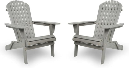 Premium Folding Adirondack Chairs Set of 2 - Solid Cedar Wood Outdoor Lounge Chairs with Embossed Wood Grain, Weather Resistant Patio Furniture for Garden, Poolside, Fire Pit & Backyard