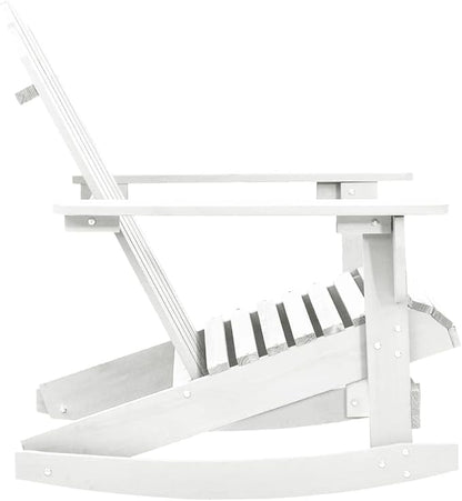 Patio Rocking Chair Wood White, Patio Dining Chairs, Outdoor Patio Chairs Set for Garden, Balcony, or Poolside