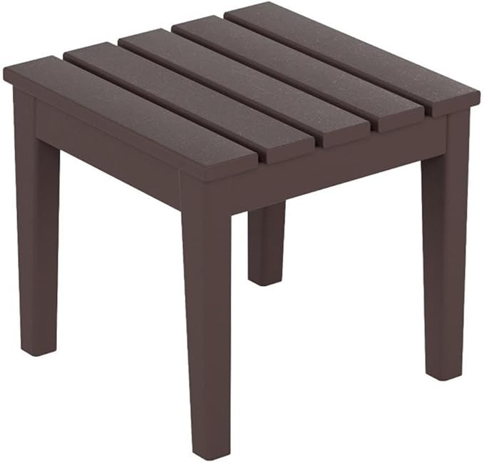Costaelm Small Outdoor Side Table, Patio End Table Weather Resistant Outdoor Coffee Table, Square Conversation Table for Indoor, Porch, Balcony, Garden, Poolside, Deck, Dark Brown