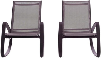 Modway EEI-3180-BLK-BLK-SET Traveler Rocking Lounge Chair Outdoor Patio Mesh Sling Set of 2, Black