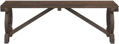 Garden Bench Set of 2 Burnt Solid fir Wood Standard Durable Patio Chair Backyard Chair for Balcony Deck