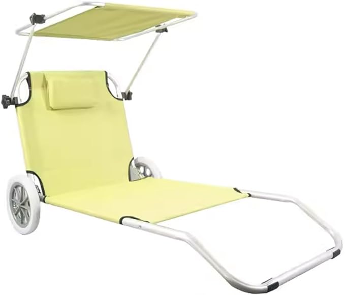Beach Chair with Canopy Shade, Foldable, Easy to Move, Good Load Bearing, Fabric, Sun Chairs Loungers, for Patio, Beach - Photo 9