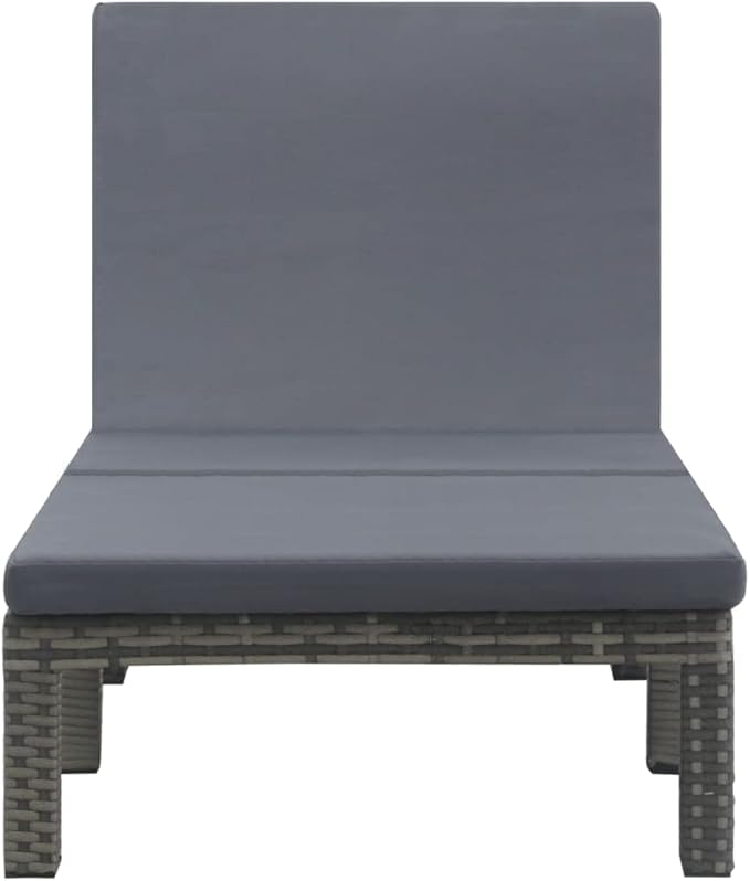 Outdoor Chaise Lounge,Reclining Chair with Adjustable Positions, Patio Lounge Chair, Sunbathing Chair,for Outdoor Pool, Sun Lounger with Cushion Poly Rattan Anthracite