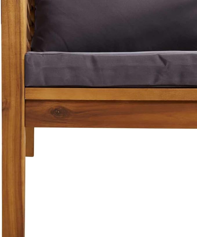 Dark Grey Patio Chair with Solid Acacia Wood Frame - Photo 6
